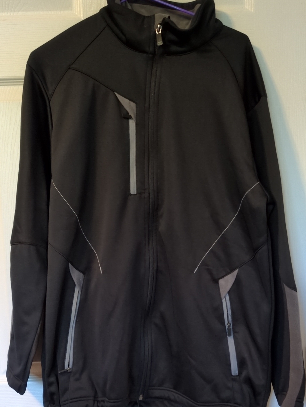 Men's Black Performance Full-Zip Jacket with Zip Pockets